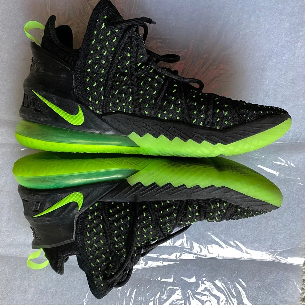 Nike LeBron 18 XVIII sneakers Black Electric Green Men's US 9.5
